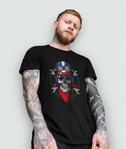 Мъжка тениска с щампа Готика Mechanic skull